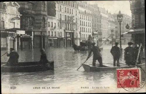 Ak Paris XII., Seineflut, Rue de Lyon