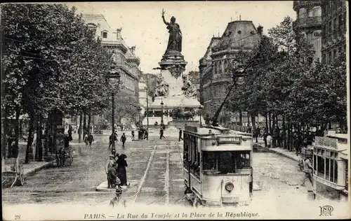 Ak Paris X, Rue du Temple, Place de la République