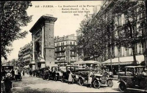 Ak Paris X, Boulevard und Porte Saint Denis