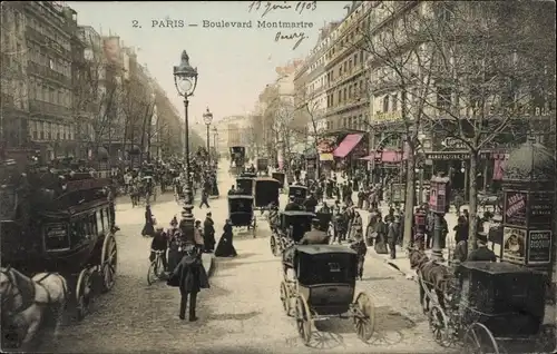 Ak Paris IX, Boulevard Montmartre, Kutsche