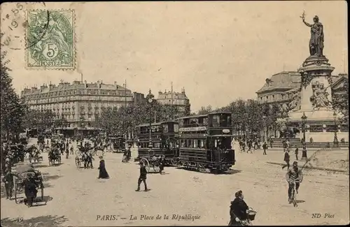 Ak Paris III, Place de la République, Denkmal