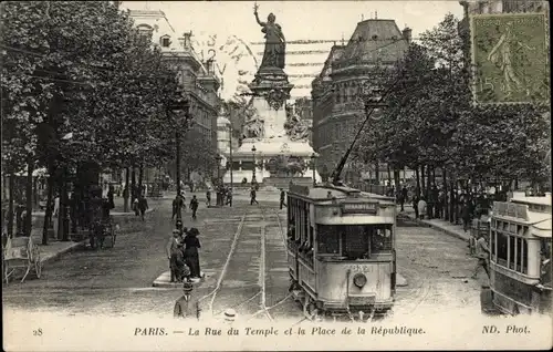 Ak Paris III, Place de la République, Rue du Temple