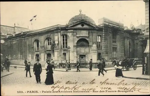 Ak Paris IV, Rue des Francs-Bourgeois, Palast des Nationalarchivs