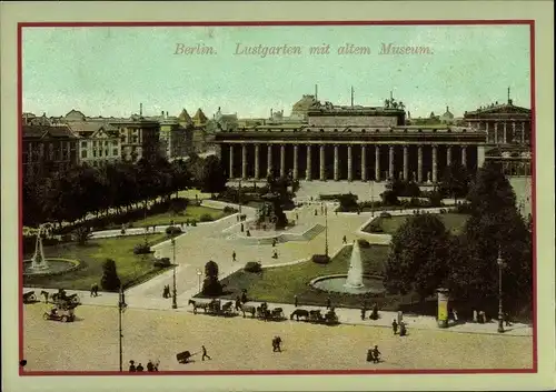 Ak Berlin Mitte, Lustgarten, altes Museum, Springbrunnen, Litfaßsäule