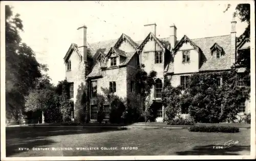 Ak Oxford Oxfordshire England, Worcester College, Gebäude aus dem 15. Jahrhundert