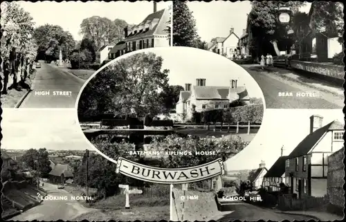 Ak Burwash East Sussex England, High Street, Bear Hotel, Kiplings House