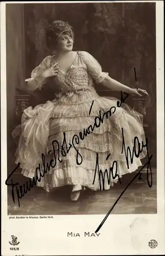 Ak Schauspielerin Mia May, Portrait, Autogramm