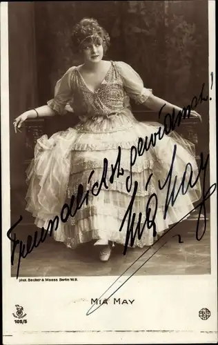 Ak Schauspielerin Mia May, Portrait, Autogramm