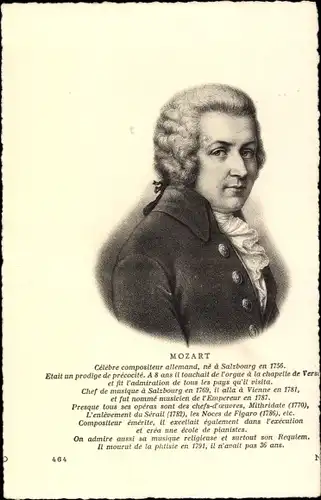 Ak Komponist Wolfgang Amadeus Mozart, Portrait