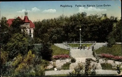Ak Magdeburg in Sachsen Anhalt, Königin Luise-Garten