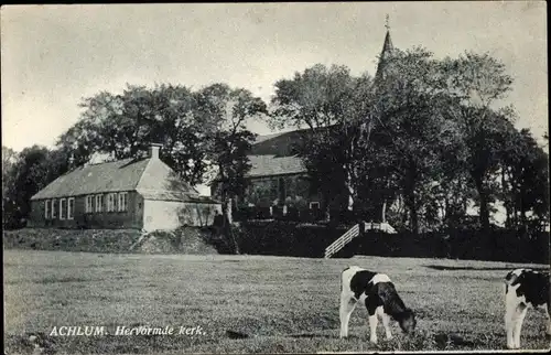 Ak Achlum Friesland Niederlande, Hervormde Kerk