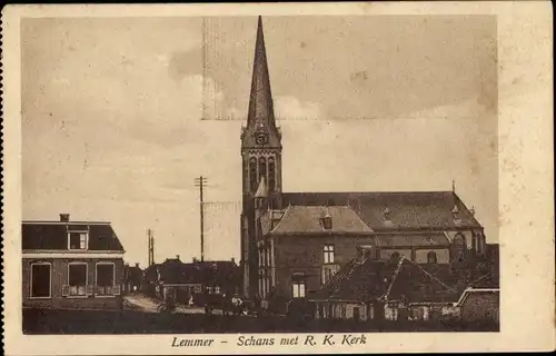 Ak Lemmer Friesland Niederlande, Schans met R. K. Kerk