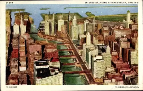 Ak Chicago Illinois USA, Brücken über den Chicago River