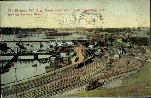 Ak Providence Rhode Island USA, die schärfste Eisenbahnkurve der Welt