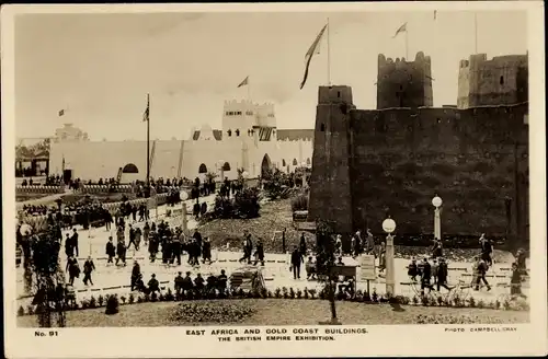 Ak London City England, Ostafrika und Gold Coast Buildings, Britische Ausstellung 1924