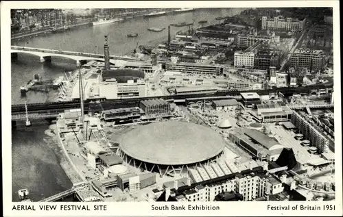 Ak South Bank London City, Festival of Britain 1951, Ausstellung, Fliegeraufnahme