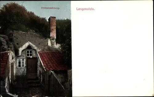 Ak Langenstein Halberstadt im Harz, Höhlenwohnung