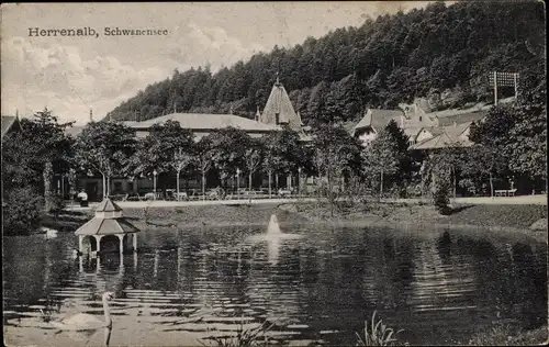 Ak Bad Herrenalb im Schwarzwald, Schwanensee
