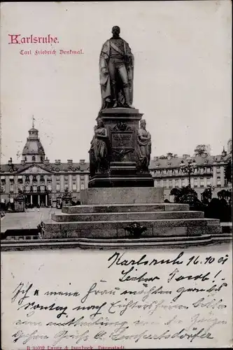 Ak Karlsruhe in Baden, Carl Friedrich Denkmal
