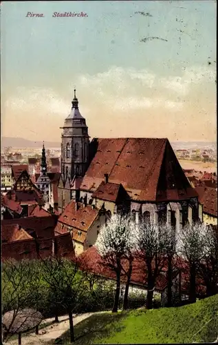 Ak Pirna an der Elbe, Stadtkirche