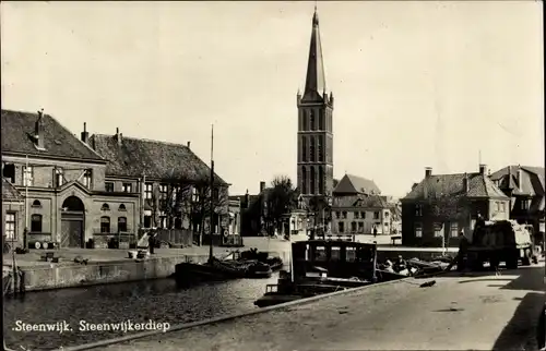 Ak Steenwijk Overijssel, Steenwijkerdiep, Kirche