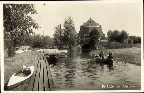 Ak Utrecht Niederlande, De Molen bij Hotel Bon, Kanu