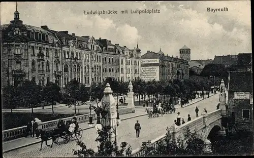 Ak Bayreuth in Oberfranken, Luitpoldplatz, Ludwigsbrücke