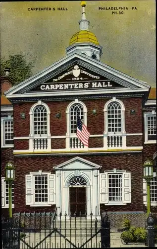 Ak Philadelphia Pennsylvania USA, Carpenter's Hall