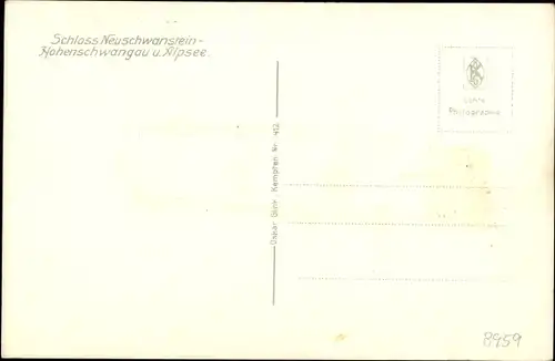 Ak Hohenschwangau Schwangau im Ostallgäu, Schloss Neuschwanstein, Alpsee