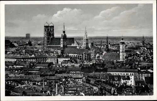 Ak München, Totalansicht, Frauenkirche