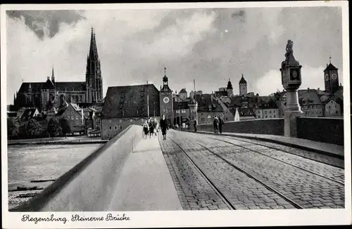 Ak Regensburg an der Donau Oberpfalz, Steinerne Brücke