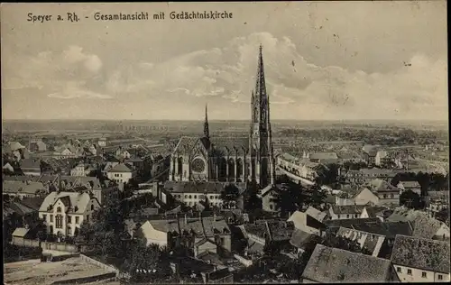 Ak Speyer am Rhein, Gedächtniskirche, Gesamtansicht