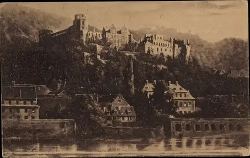 Ak Heidelberg am Neckar, Hirschgasse, Schloss, Mondschein