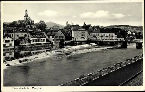 Ak Gernsbach im Murgtal Schwarzwald, Teilansicht, Brücke