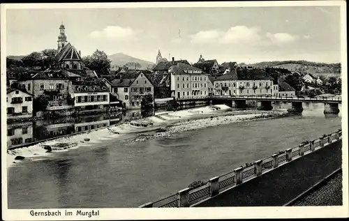 Ak Gernsbach im Murgtal Schwarzwald, Teilansicht, Brücke