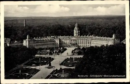 Ak Karlsruhe in Baden, Schlossplatz, Badisches Landesmuseum