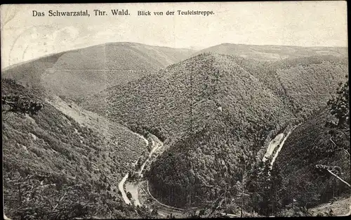 Ak Bad Blankenburg in Thüringen, Schwarzatal, Blick von der Teufelstreppe