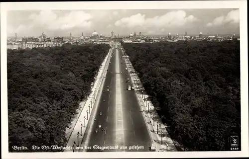 Ak Berlin Tiergarten, Ost-West-Achse, Blick von der Siegessäule