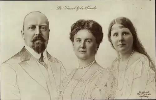 Ak Königin Wilhelmina und Prinz Heinrich, Prinzessin Juliana, Niederländischer Adel