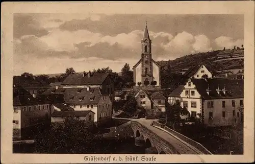 Ak Gräfendorf in Unterfranken, Kirche, Straße, Häuser