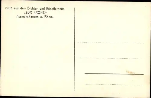 Litho Assmannshausen Rüdesheim am Rhein, Dichter- und Künstlerheim zur Krone