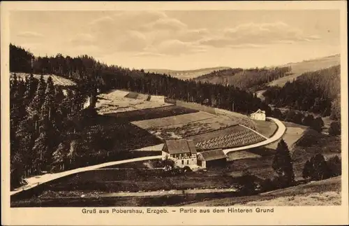 Ak Pobershau Marienberg im Erzgebirge, Partie aus dem Hinteren Grund