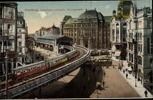 Ak Hamburg Mitte Altstadt, Hochbahn-Haltestelle, Rödingsmarkt