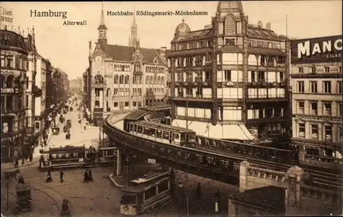 Ak Hamburg Altstadt, Hochbahn am Rödlingsmarkt, U-Bahn