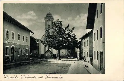 Ak Mitterfels in Niederbayern, Kirchplatz, Friedenseiche