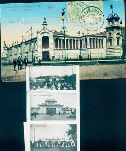 Leporello Ak Charleroi Wallonia Hennegau, Ausstellung 1911, Industriehallen, La Salle des Fetes