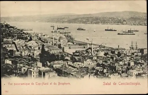 Ak Konstantinopel Istanbul Türkei, Panorama, Top-Hane, Bosporus