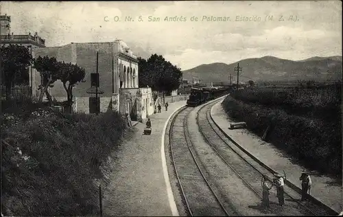 Ak Sant Andreu de Palomar Barcelona Katalonien Spanien, Bahnhof, Gleisseite