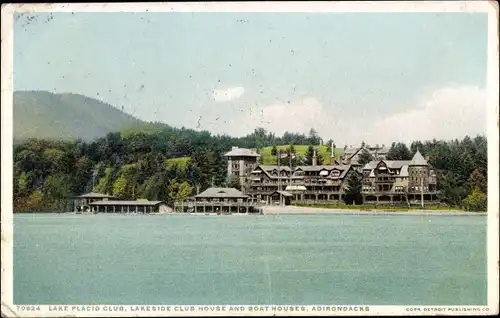 Ak Adirondack Mountains New York, Lake Placid Club, Lakeside Club House und Bootshäuser