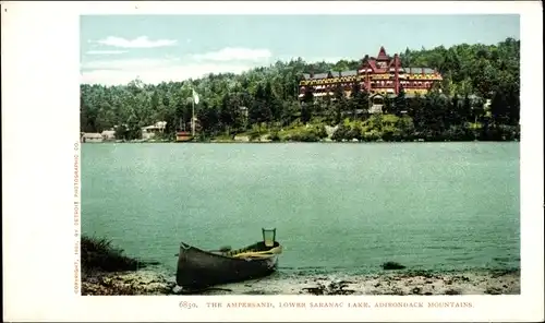 Ak Adirondack Mountains New York USA, das Ampersand, unterer Saranac Lake